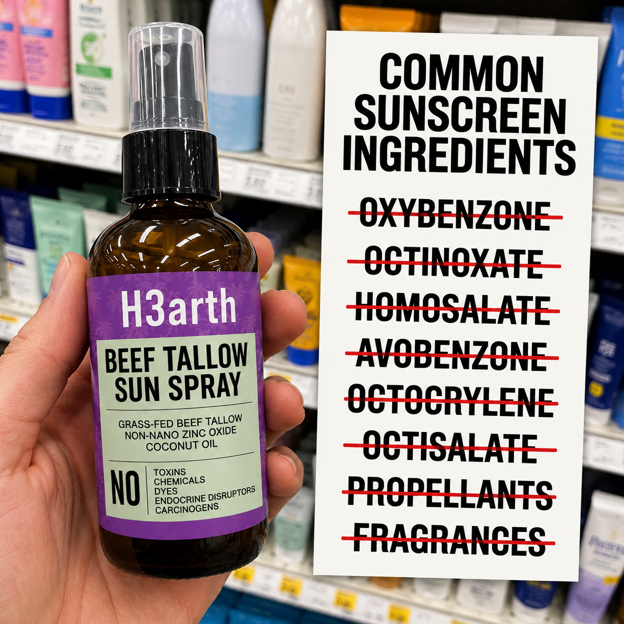Non-Toxic Beef Tallow Mineral Sun Spray